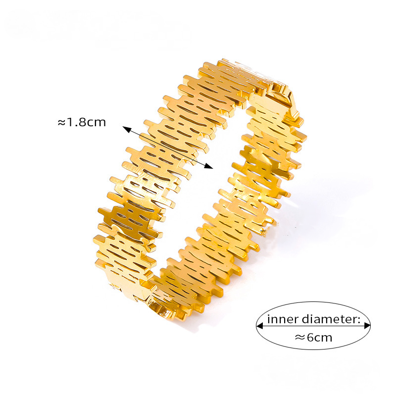 Stainless Steel Creative Vertical Stripes Hollow Stitching Bracelet