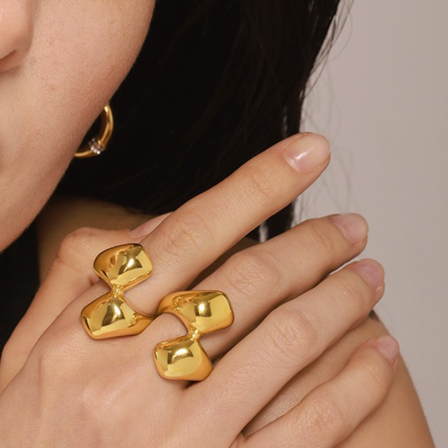 Stainless Steel Irregular Geometric Polished Ring