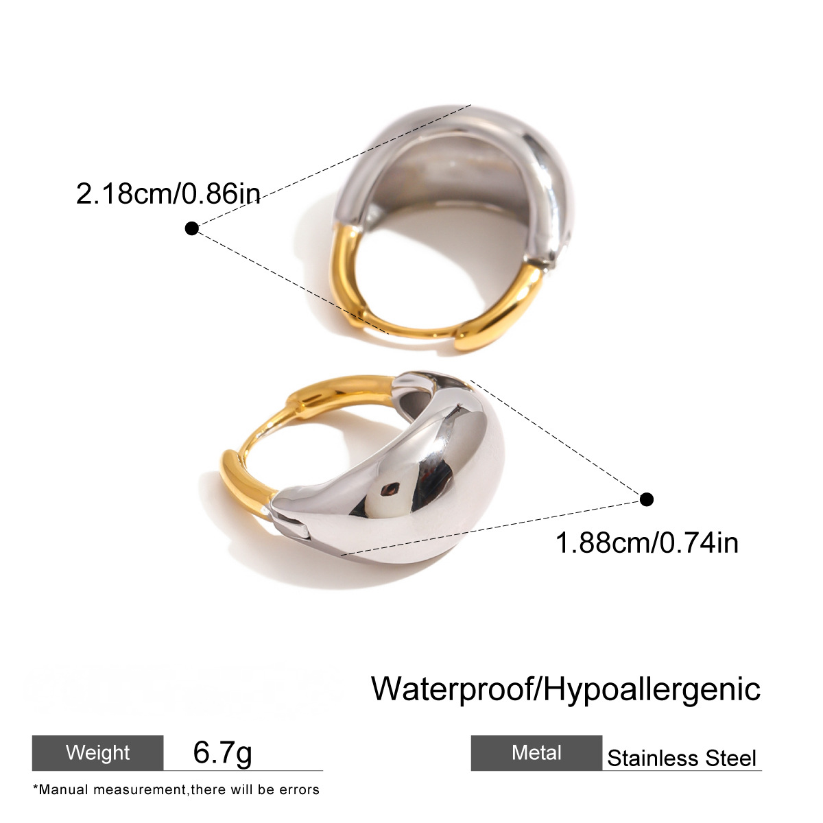 Stainless Steel Gold and Steel Two-Tone Bag-shaped Earrings
