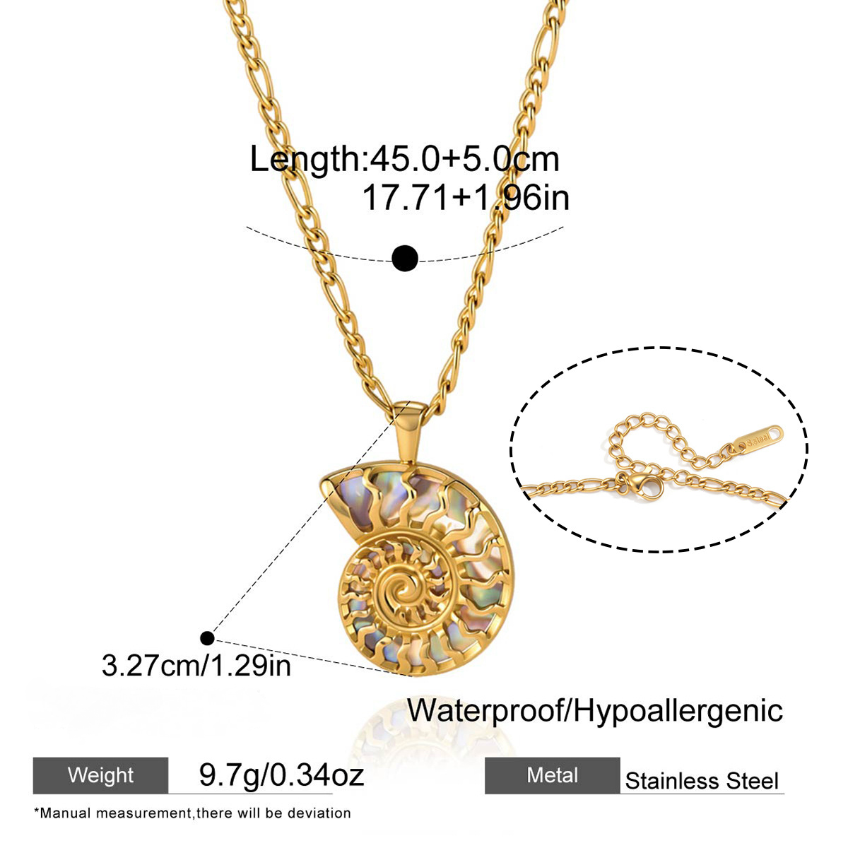 Stainless Steel Abalone Shell Hollow Shell Pendant Necklace