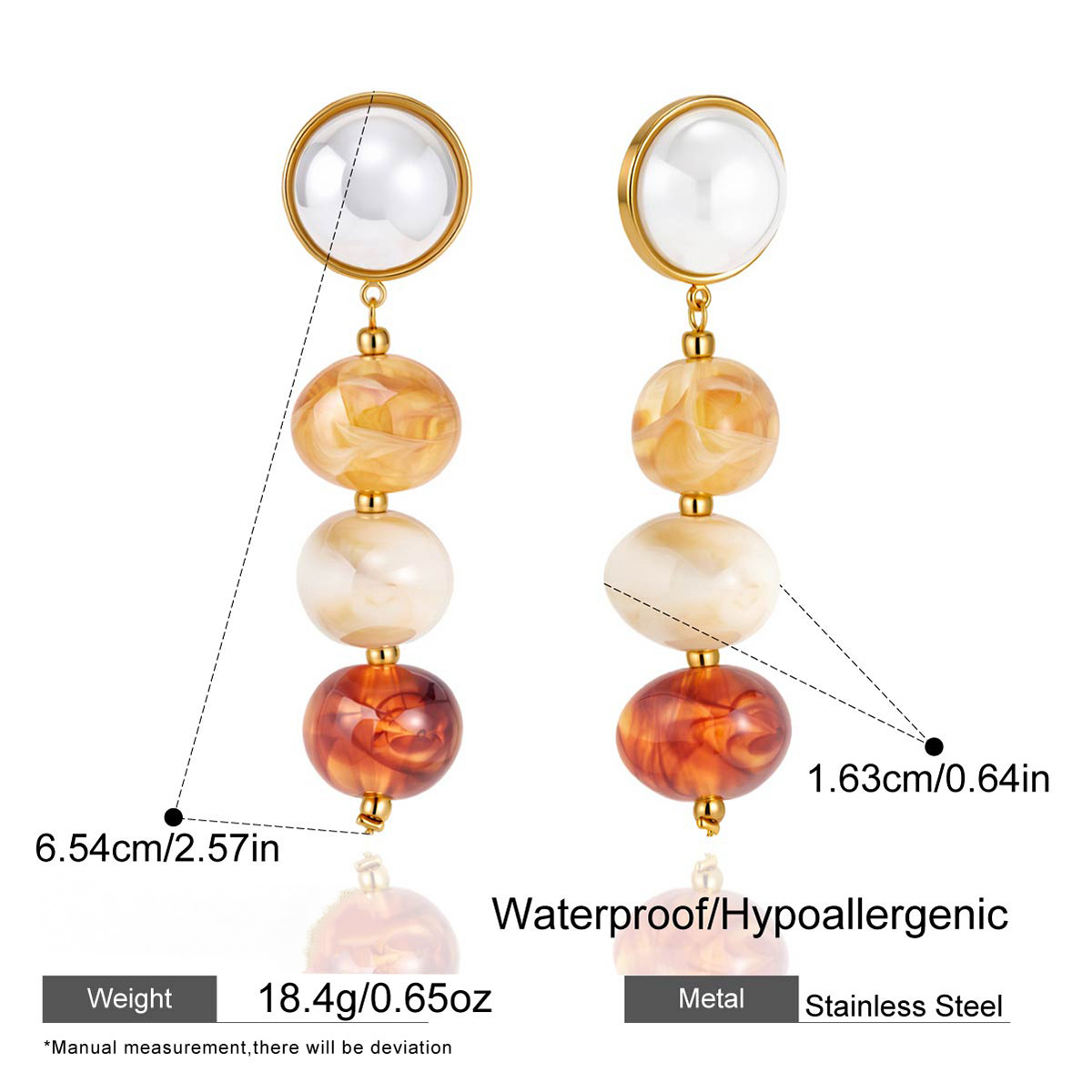 Stainless Steel Gradient Resin Tassel Drop Earrings