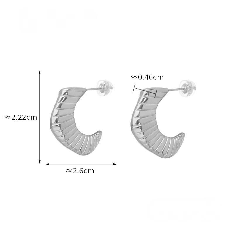 Stainless Steel Geometric Star Texture Hoop Earrings