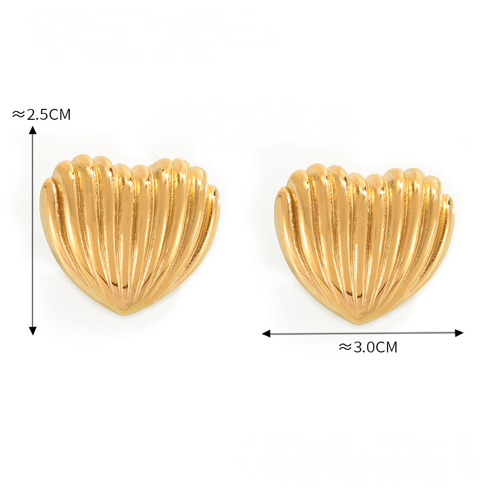 Stainless Steel Heart Shell Stud Earrings