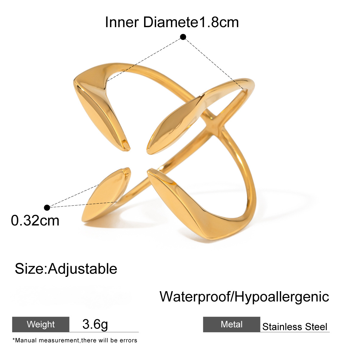 Stainless Steel Cross Opening Ring
