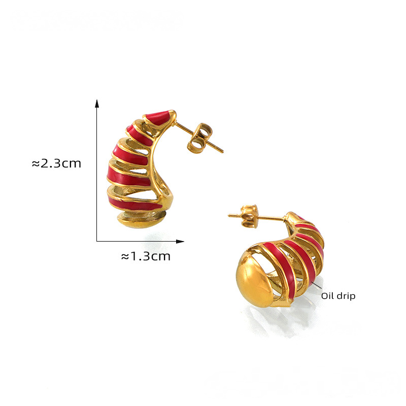 Stainless Steel Hollow Water Drop Shape Stud Earrings