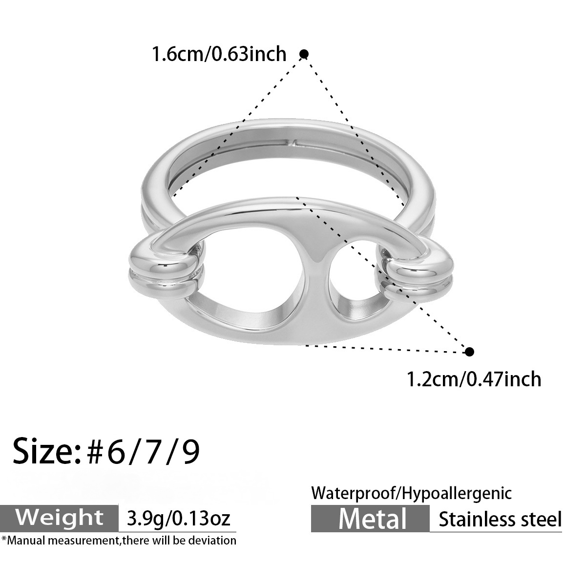 Stainless Steel Geometric Shaped Open Ring Set