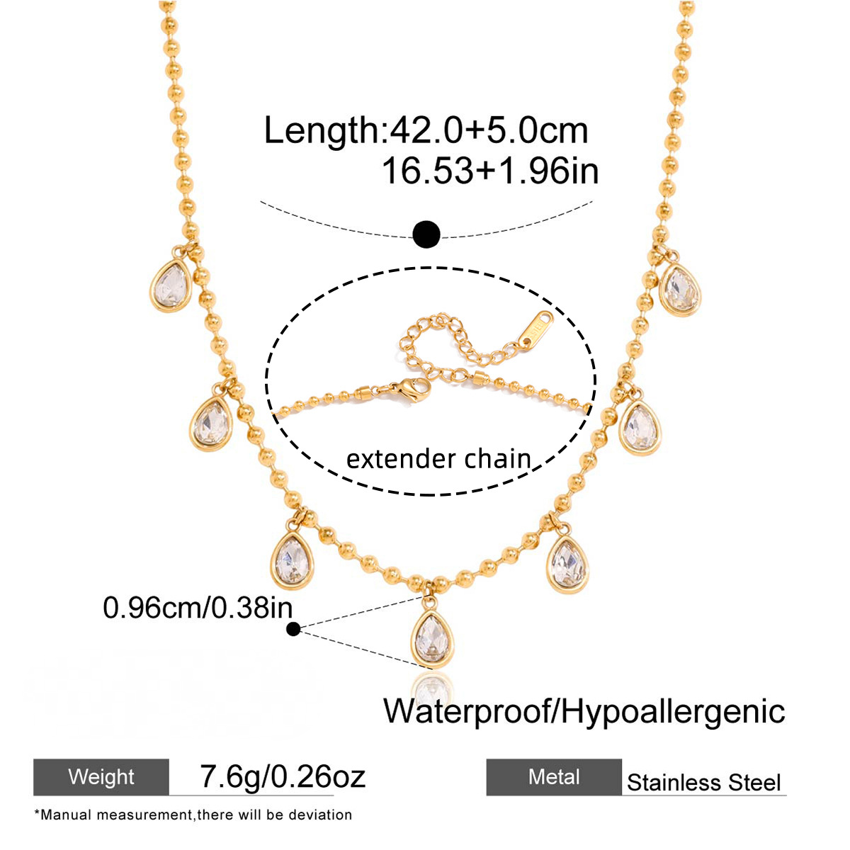 Stainless Steel Cubic Zirconia Clavicle Necklace