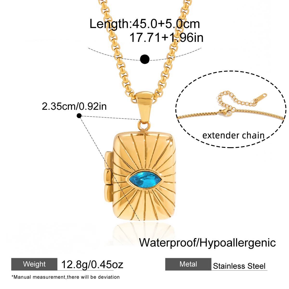 Stainless Steel Photo Box Pendant Necklace