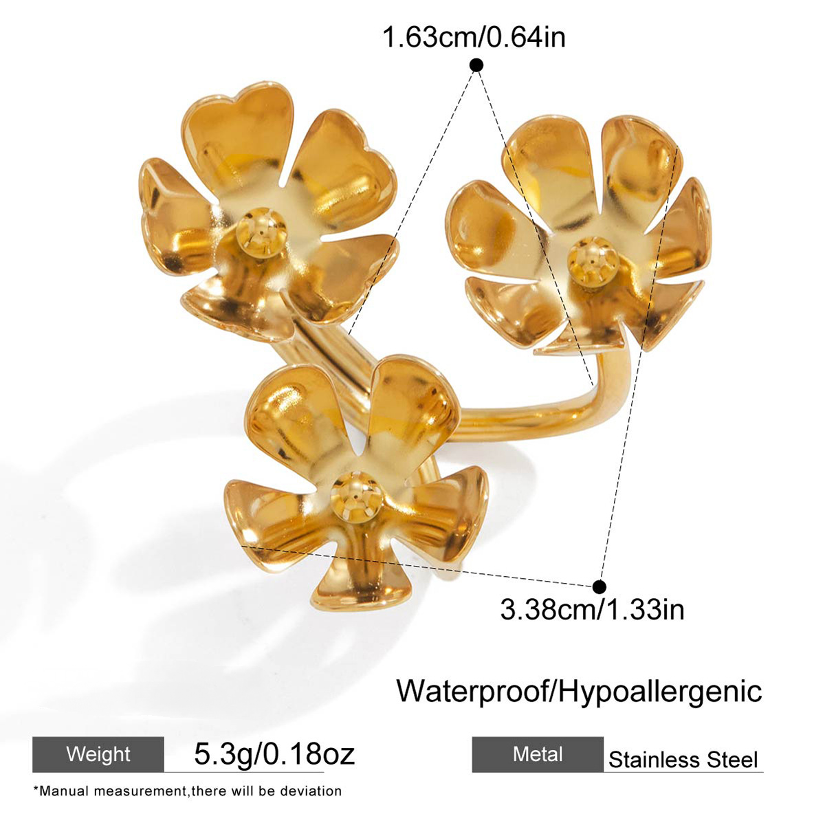 Stainless Steel Geometric Flower Ring