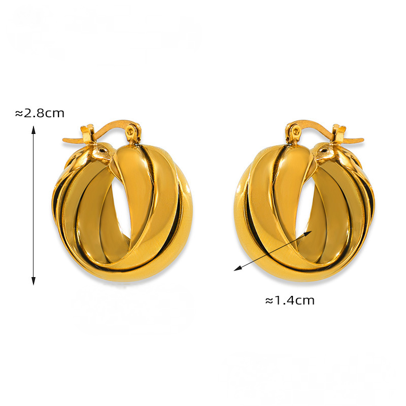 Stainless Steel Multi-layered Twisted Braided Hoop Earrings