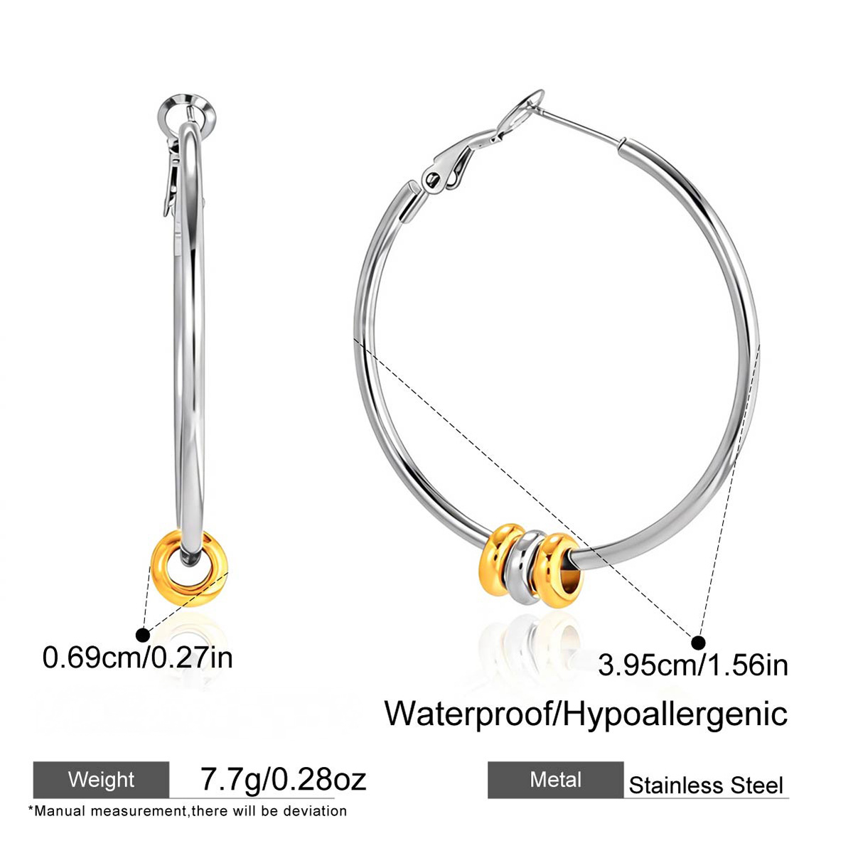 Stainless Steel Round Hoop Earrings