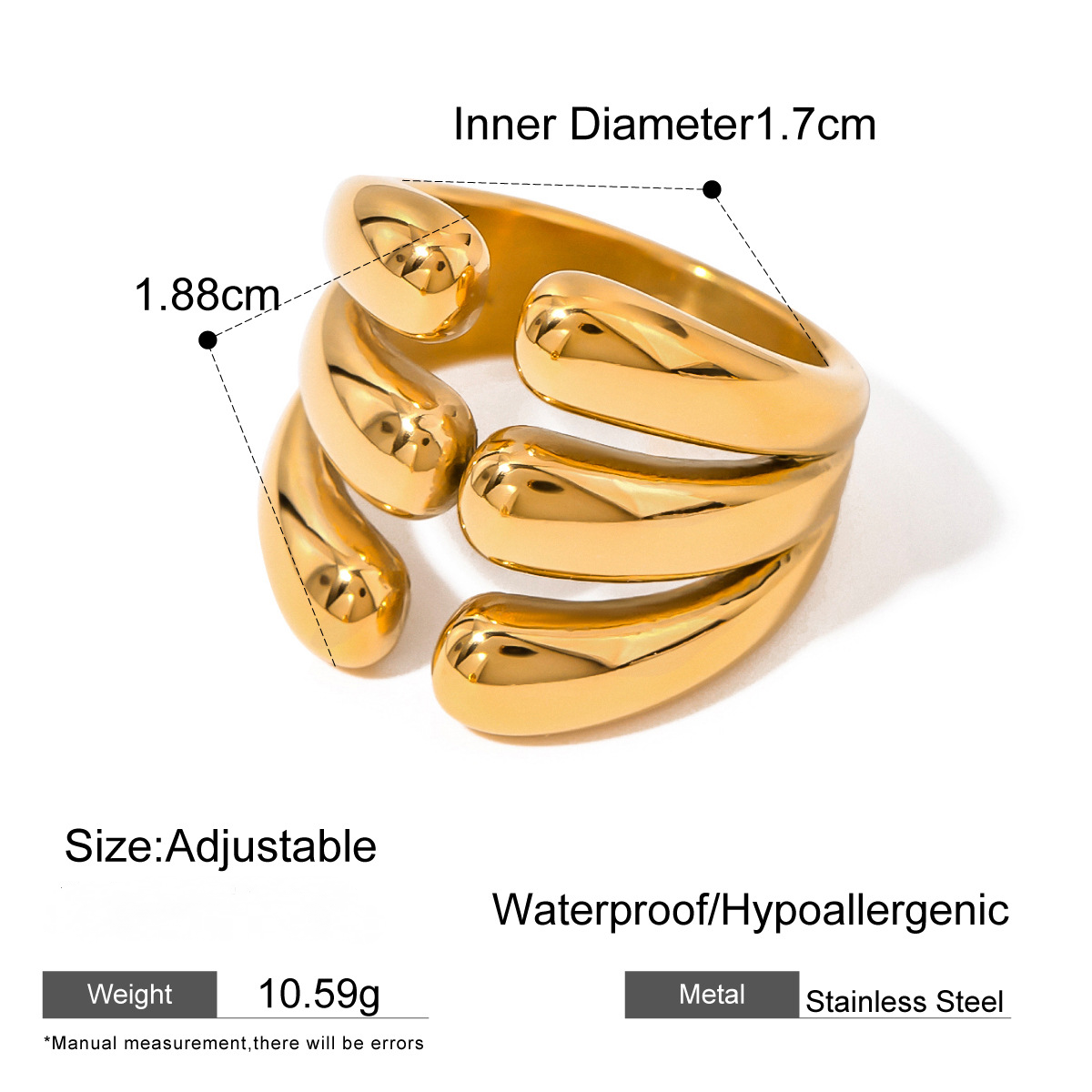 Stainless Steel Exaggerated Imitation Pearl Ring