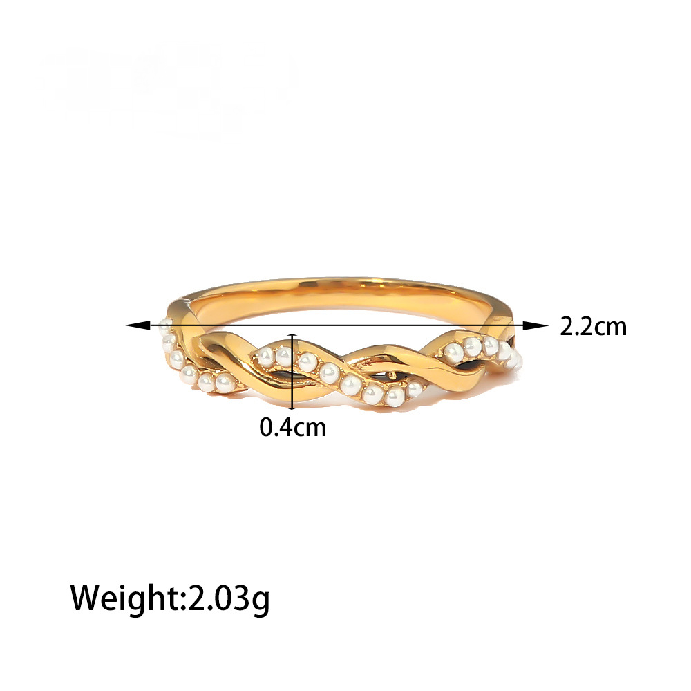 Stainless Steel Geometric Pearl Ring Combination