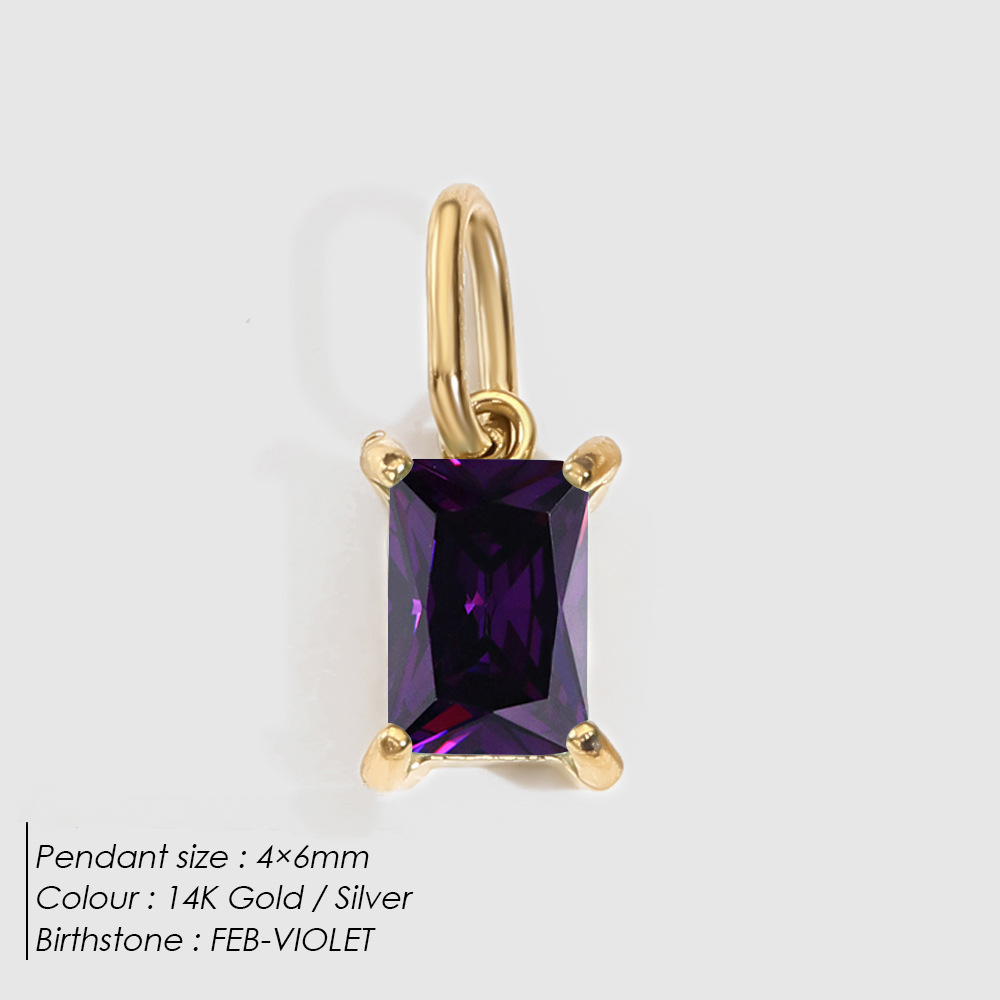 Stainless Steel Geometric Square Cubic Zirconia Necklace Pendant