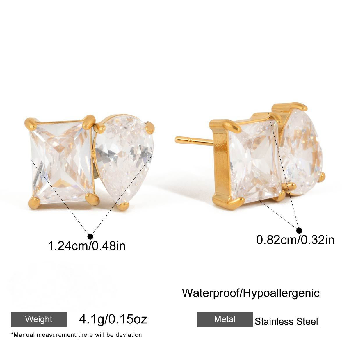 Stainless Steel Front and Back Cubic Zirconia Stud Earrings