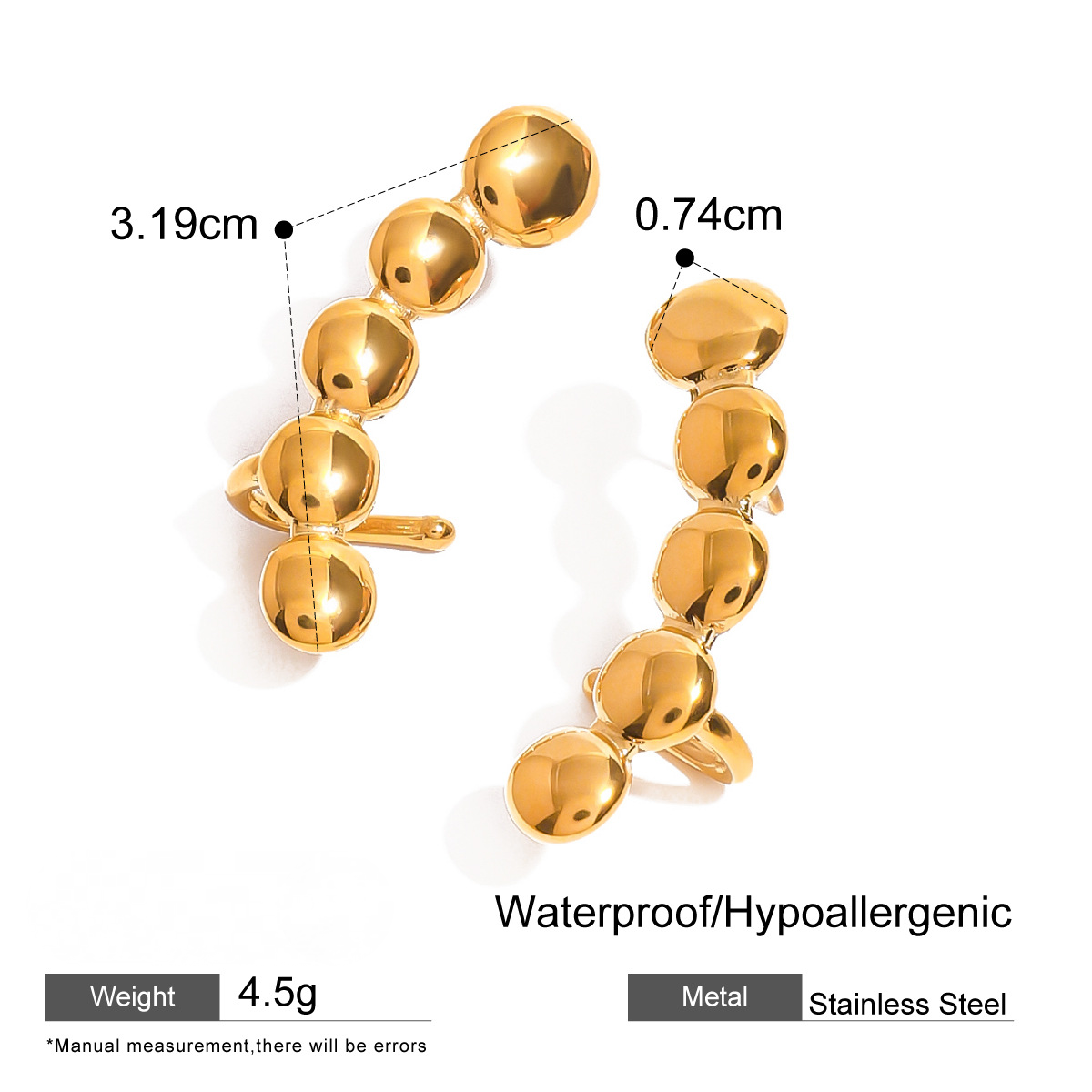 Stainless Steel 18K Gold PVD Flower Round Stud Earrings