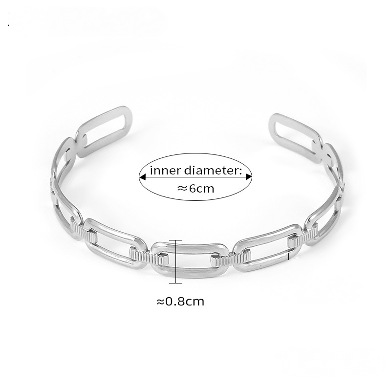 Stainless Steel Paperclip Chain Shape Cuff Bracelet