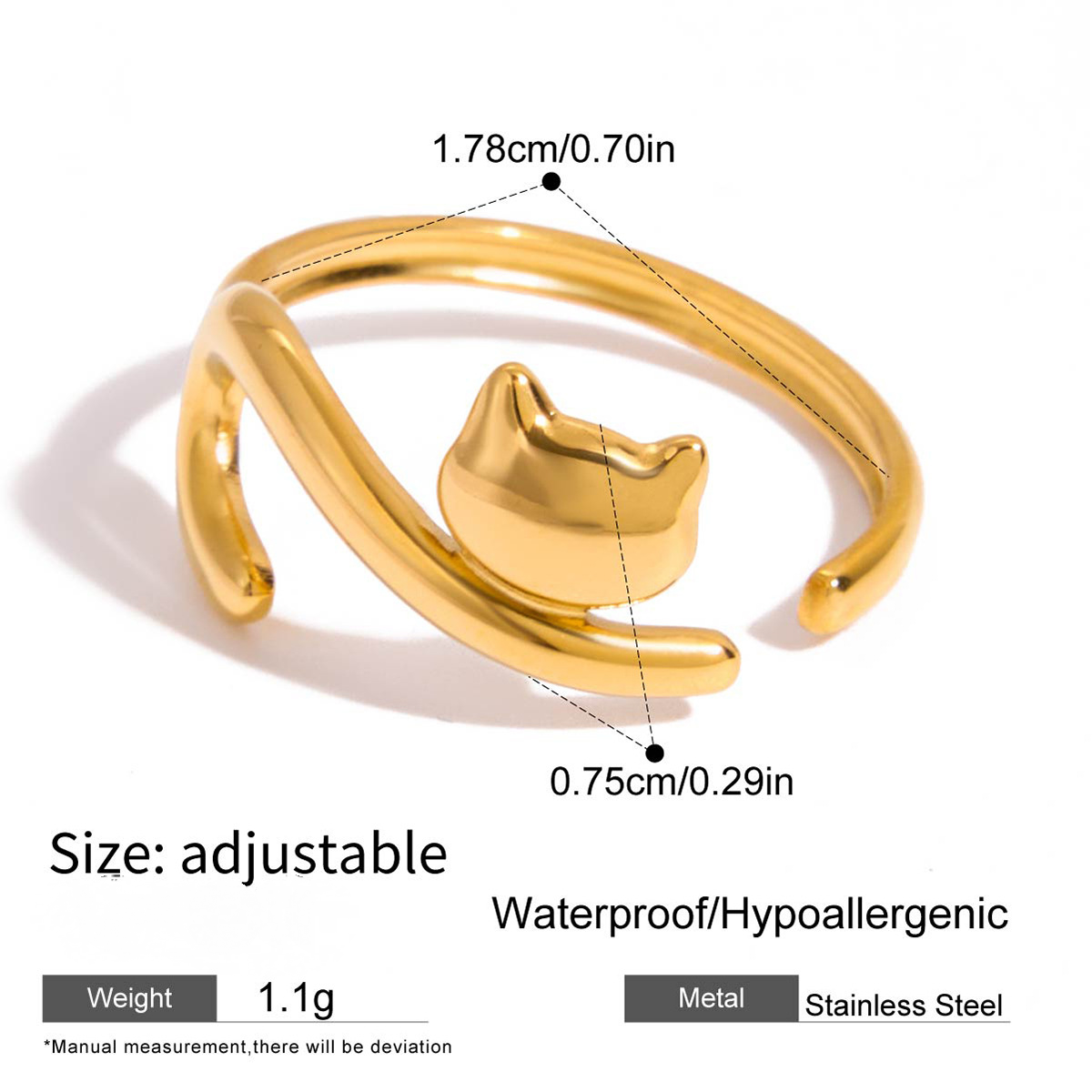 Stainless Steel Lucky Cat and Dog Ring