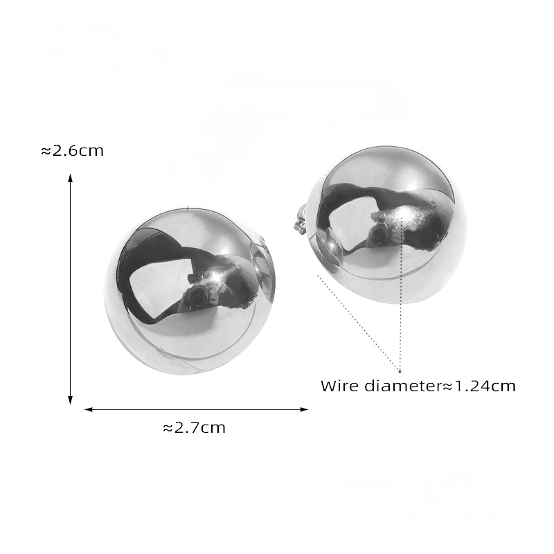 Polished Stainless Steel Round Stud Earrings