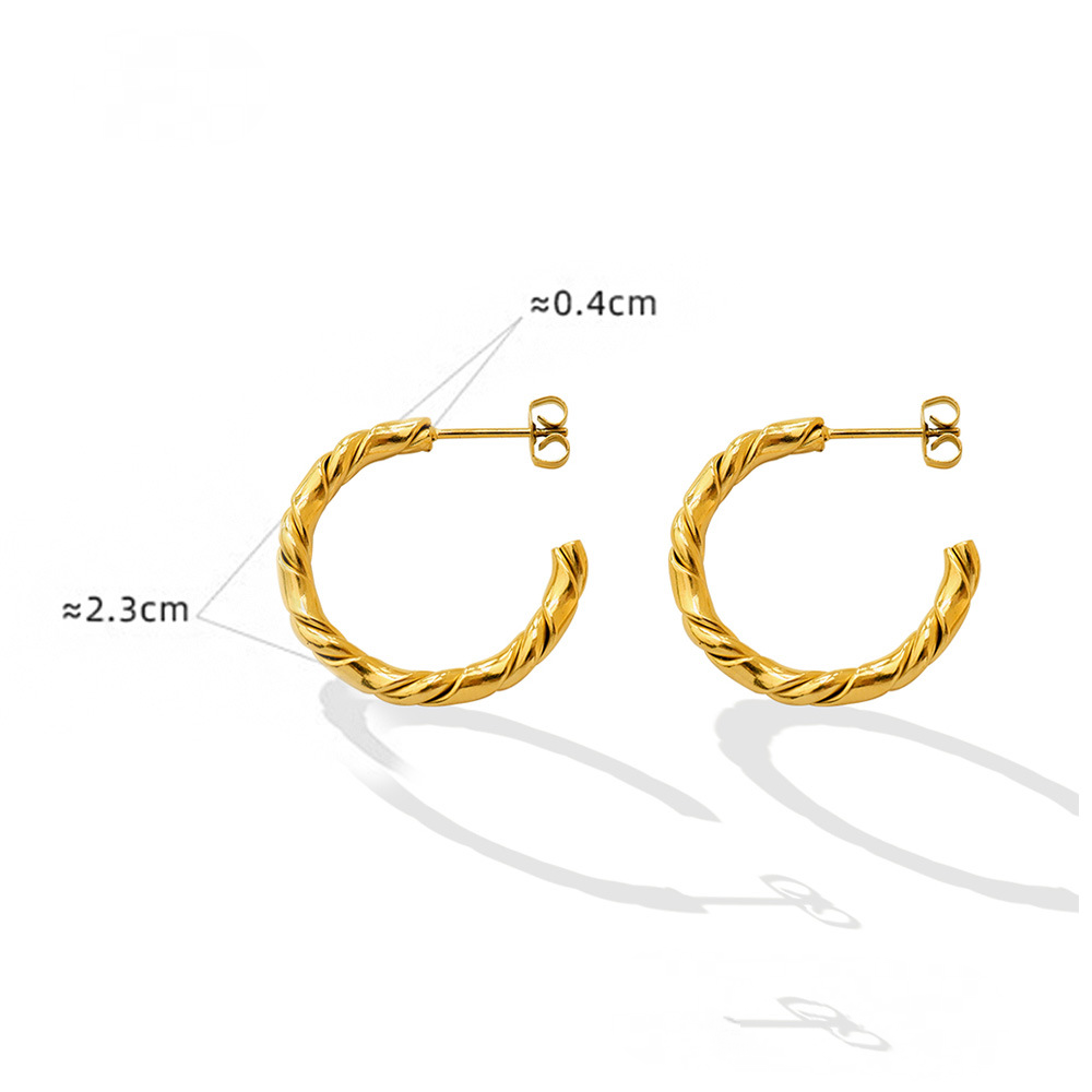 Hollow Textured Hoop Stainless Steel Earrings