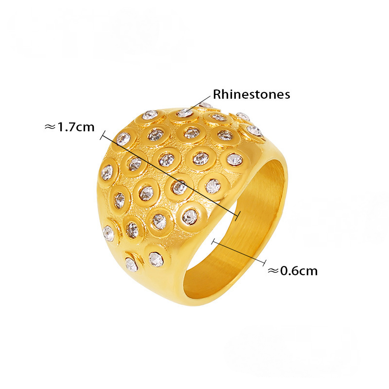 Stainless Steel Spherical Inaly Rhinestone Ring