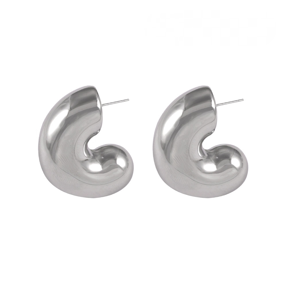 Chunky Polished Stainless Steel Hoop Earrings