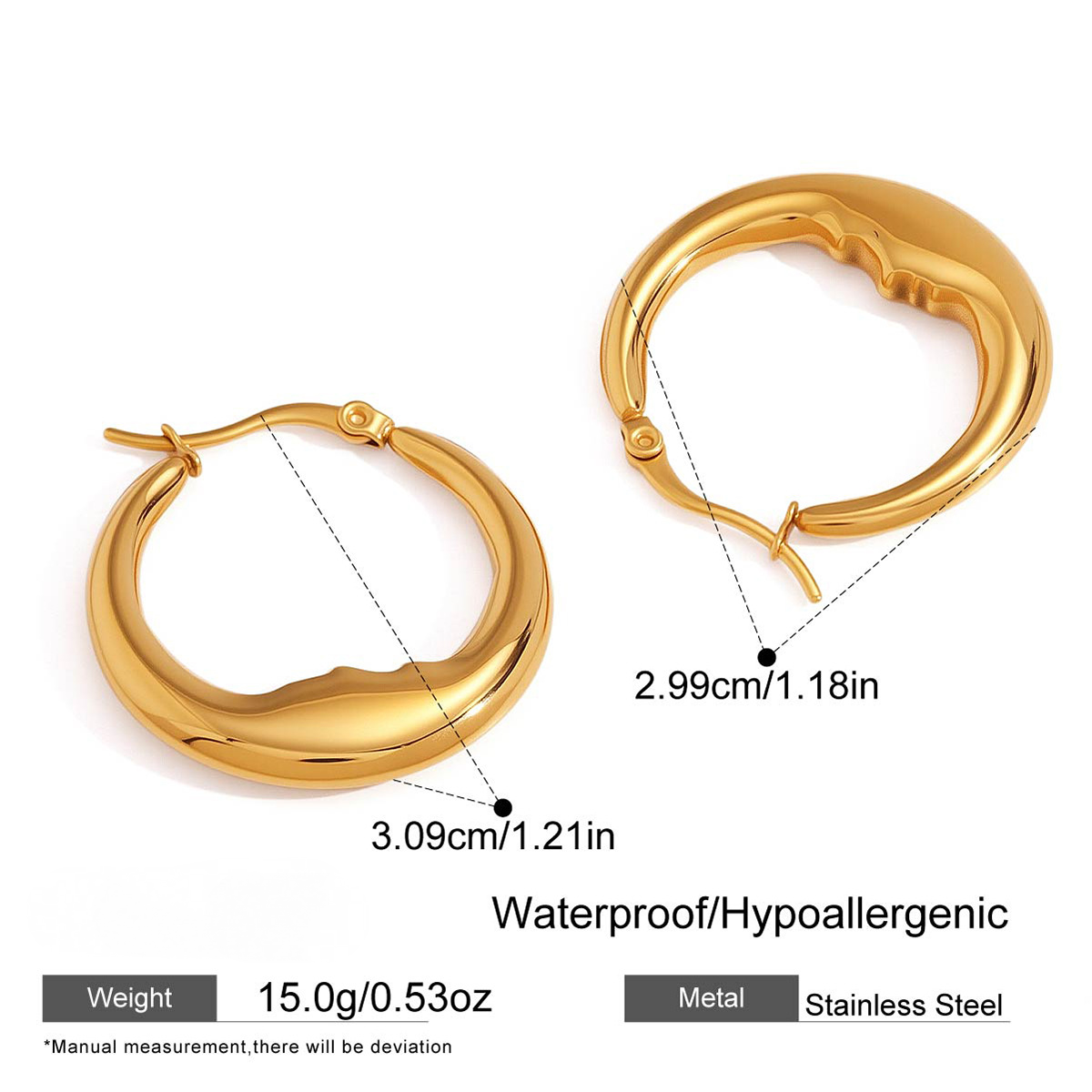 Stainless Steel Moon Hoop Earrings