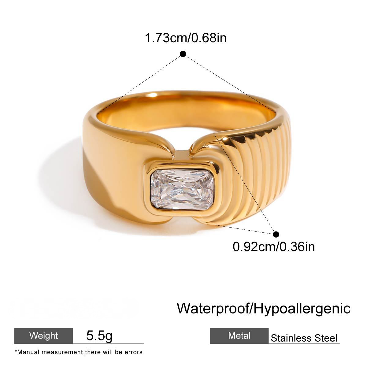 Light Luxury Stainless Steel White Cubic Zirconia Ring