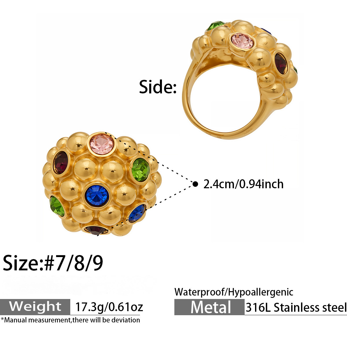 Stainless Steel Imitation Pearl Ring