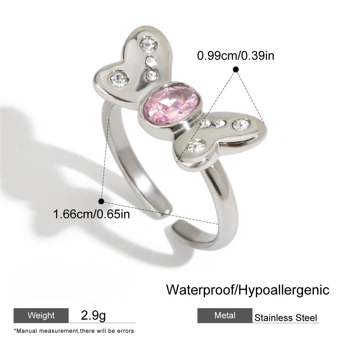 Stainless Steel Pink Cubic Zirconia Ring Combination