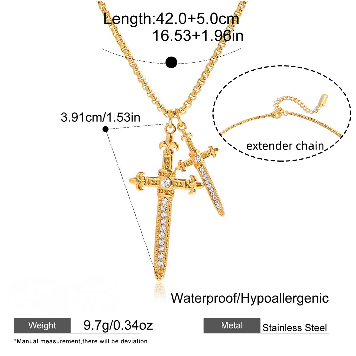 Stainless Steel Cross Pendant Sweater Necklace
