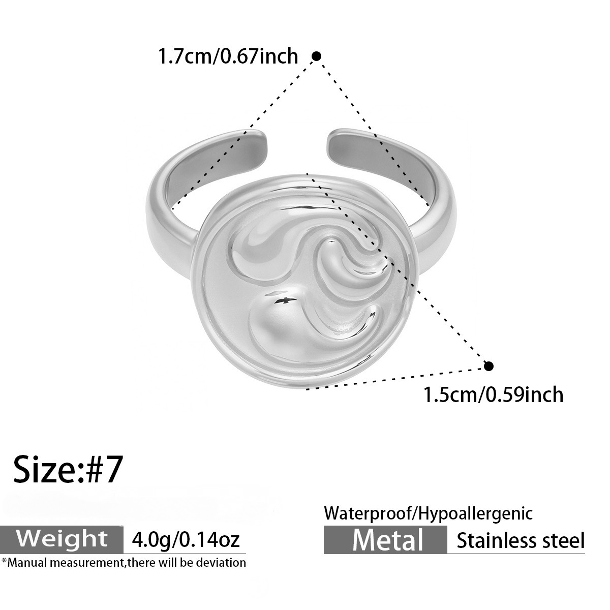 Stainless Steel Geometric Shaped Open Ring Set