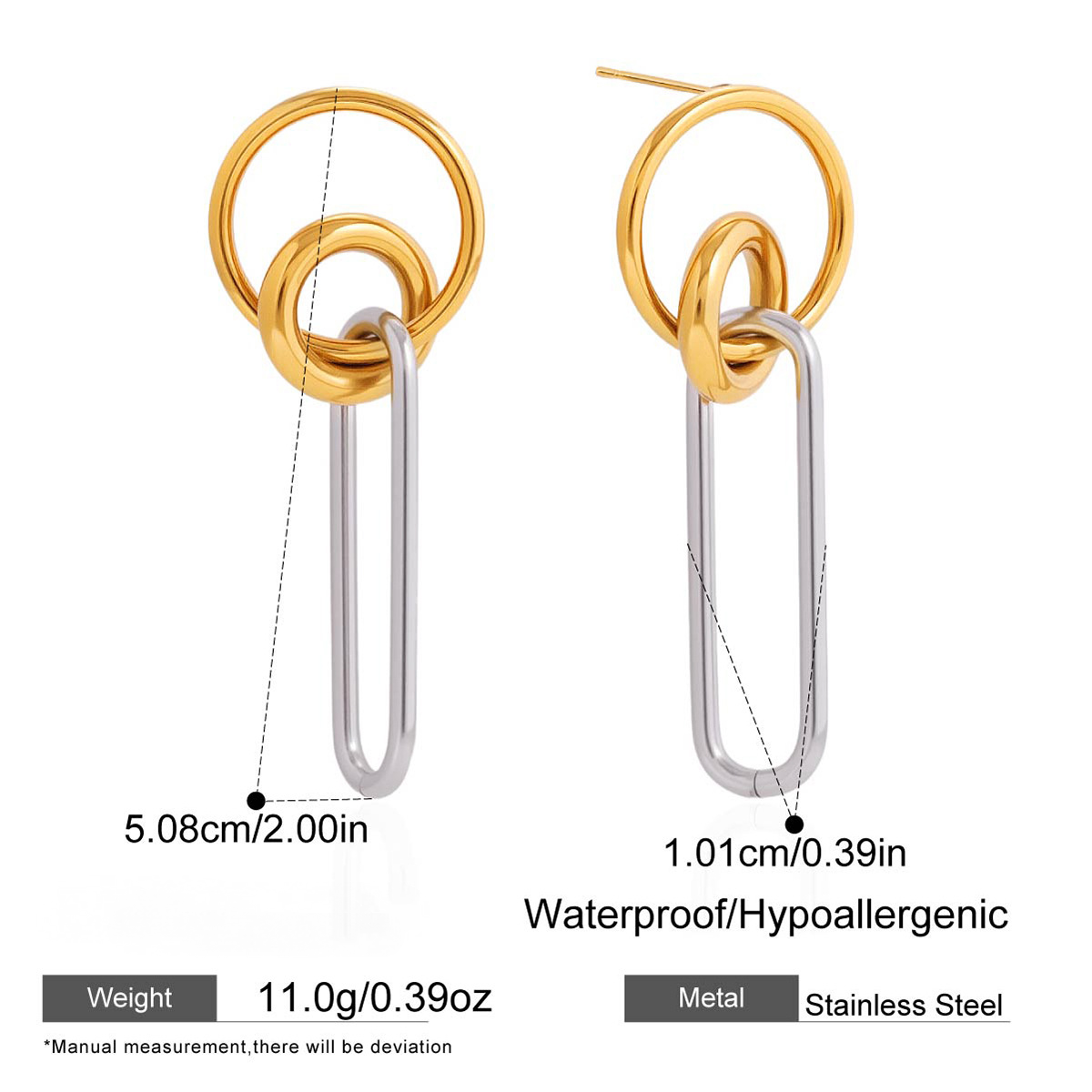 Stainless Steel 18K Gold PVD Geometric Stud Earrings