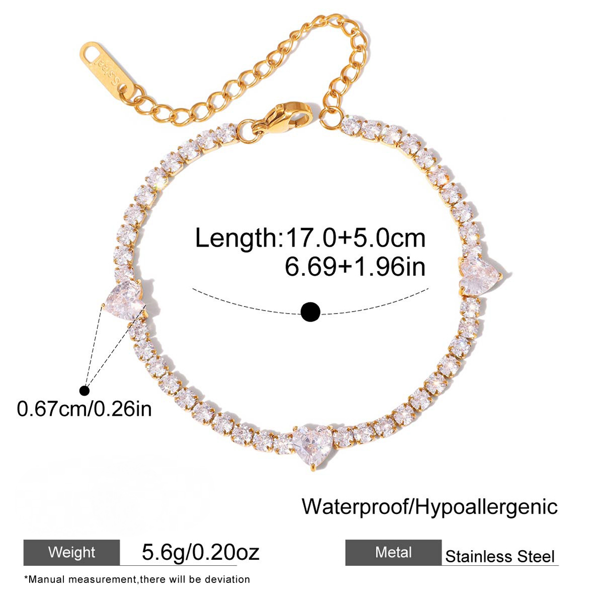 Stainless Steel Flashing Cubic Zirconia Bracelet