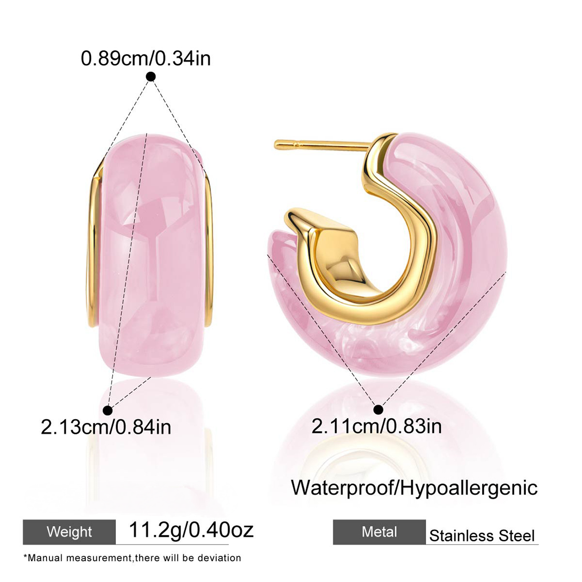 Stainless Steel Resin Irregular C-ring Stud Earrings