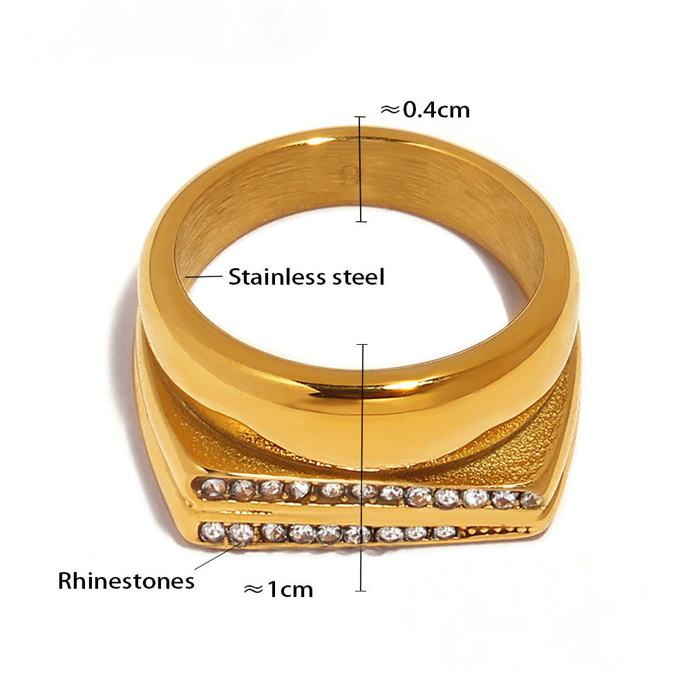 Stainless Steel Irregular Design Inaly Rhinestone Ring