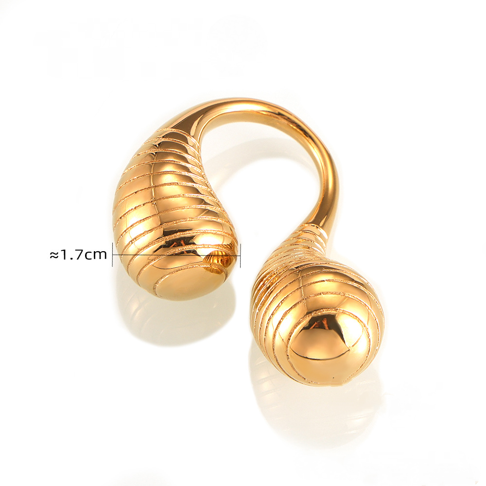 Stainless Steel Double Water Drop Shape Cuff Ring