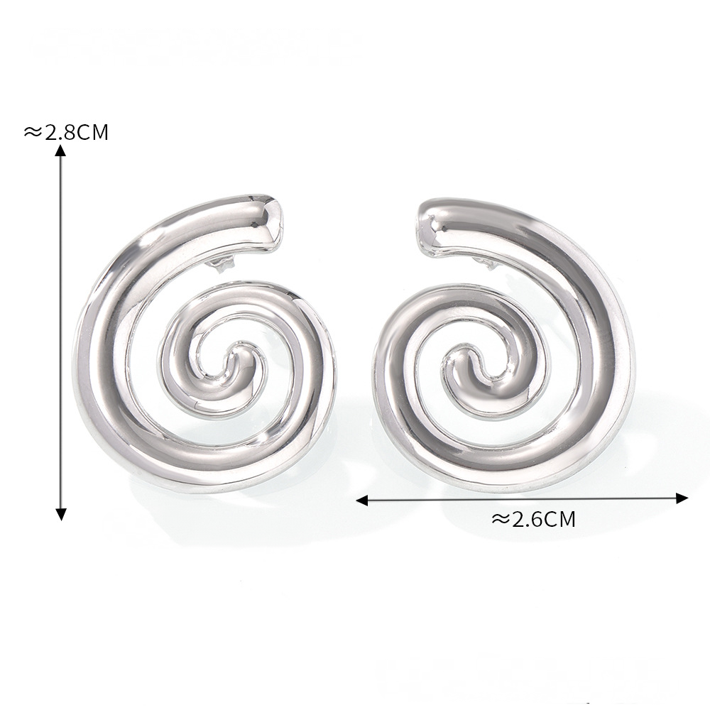 Stainless Steel 18K Gold PVD Creative Spiral Stud Earrings