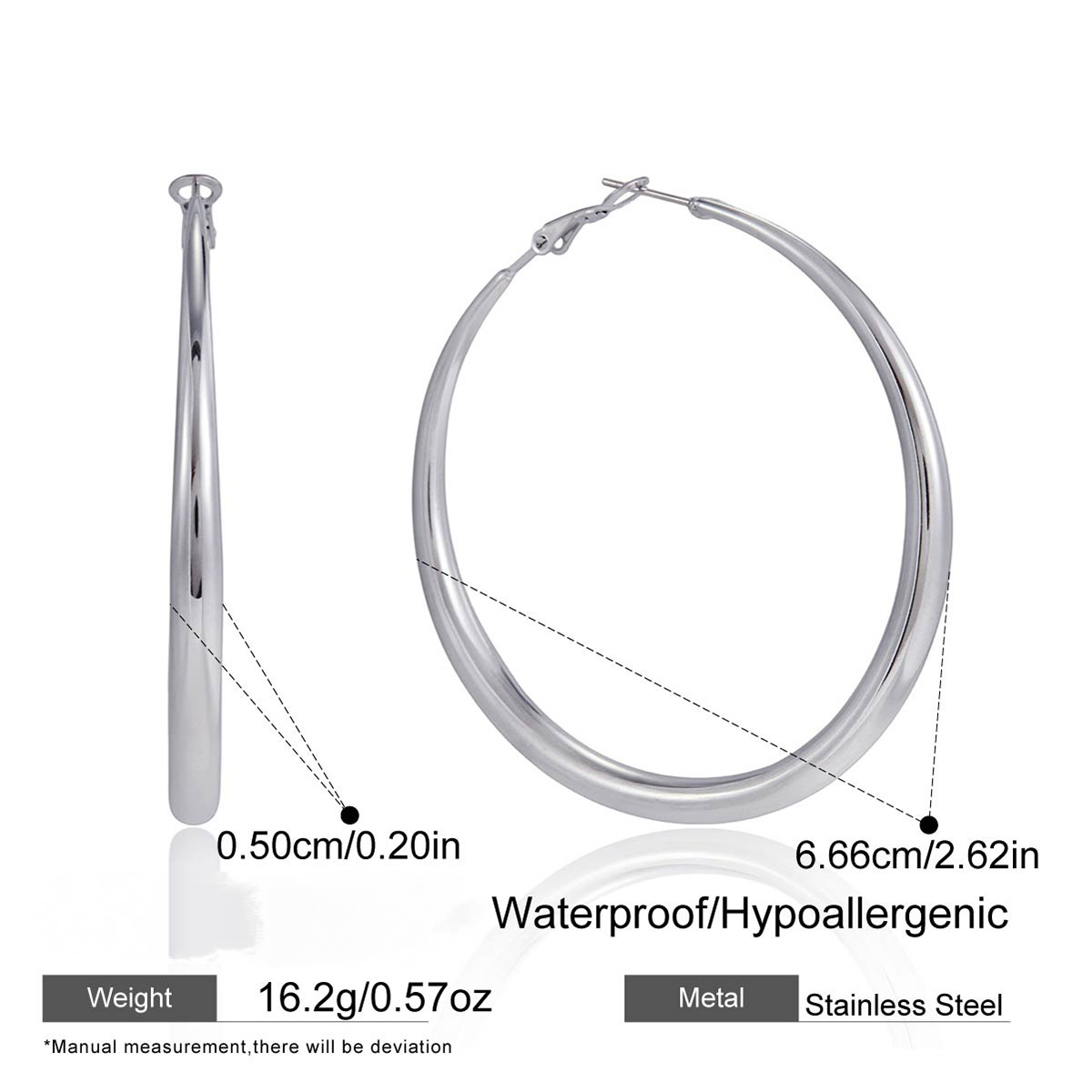 Stainless Steel Smooth Plain Hoop Earrings