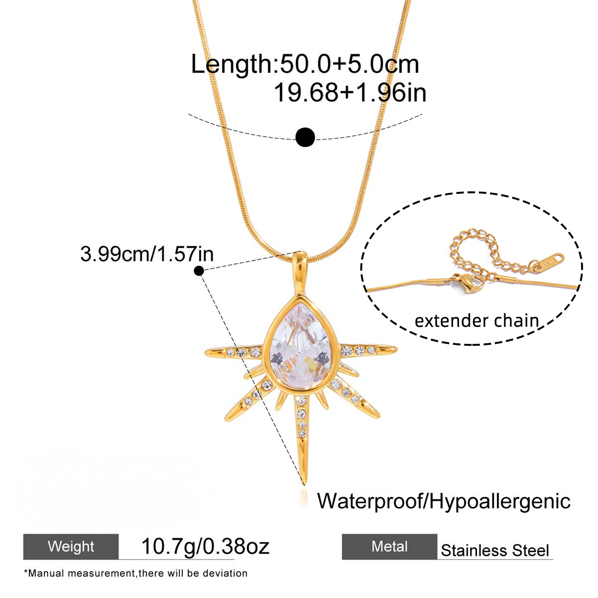 Stainless Steel CZ Necklace Earrings Jewelry Set