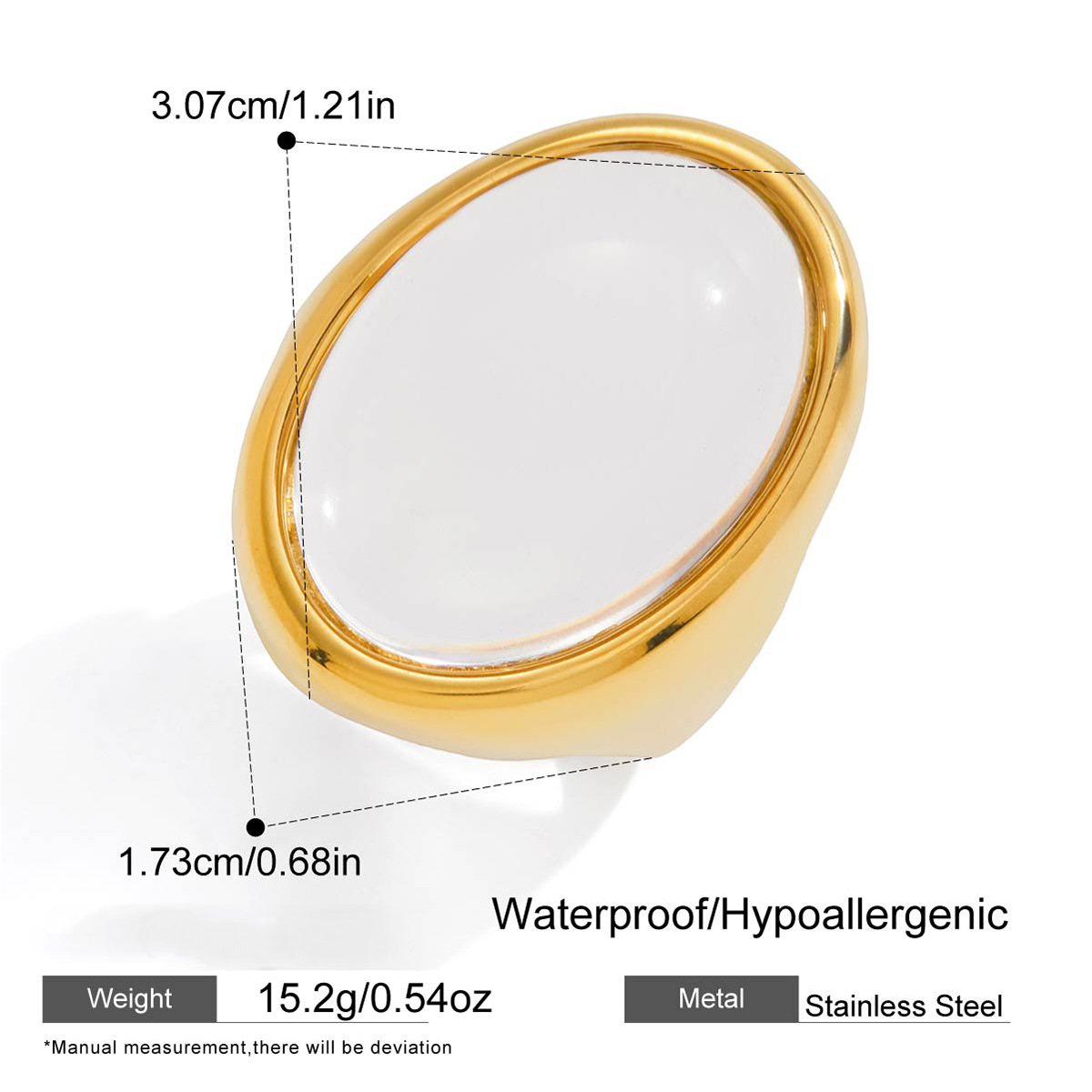 Stainless Steel Oval Geometric Ring