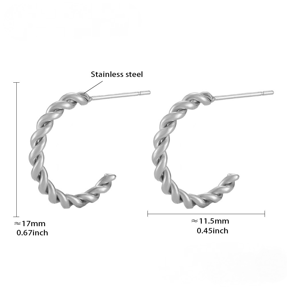 Stainless Steel Braided Twist Hoop Earrings