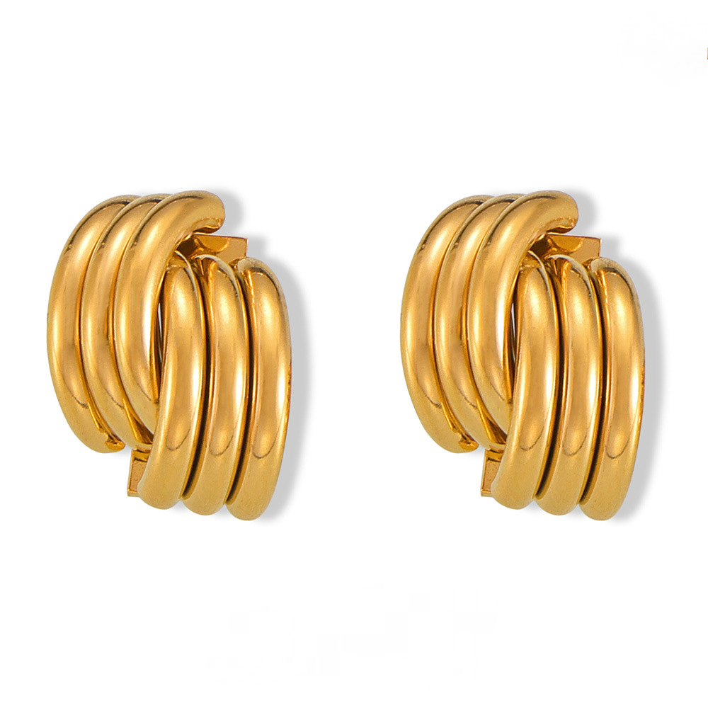 Half Ring Stitching Stainless Steel Stud Earrings