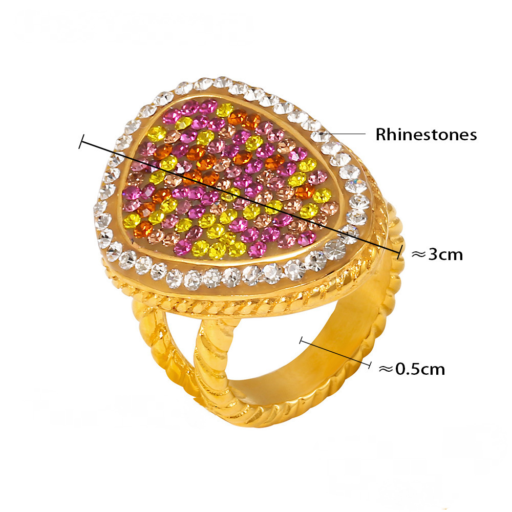 Stainless Steel Rhinestone Twist Edge Ring
