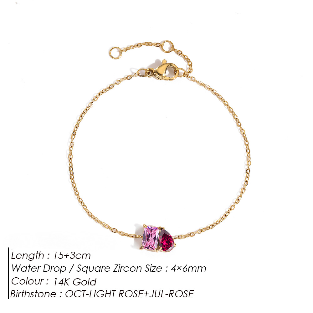 Stainless Steel Birthday Stone Bracelet