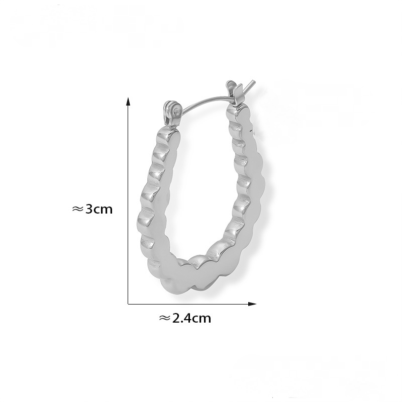 Stainless Steel Round Stitching Hoop Earrings