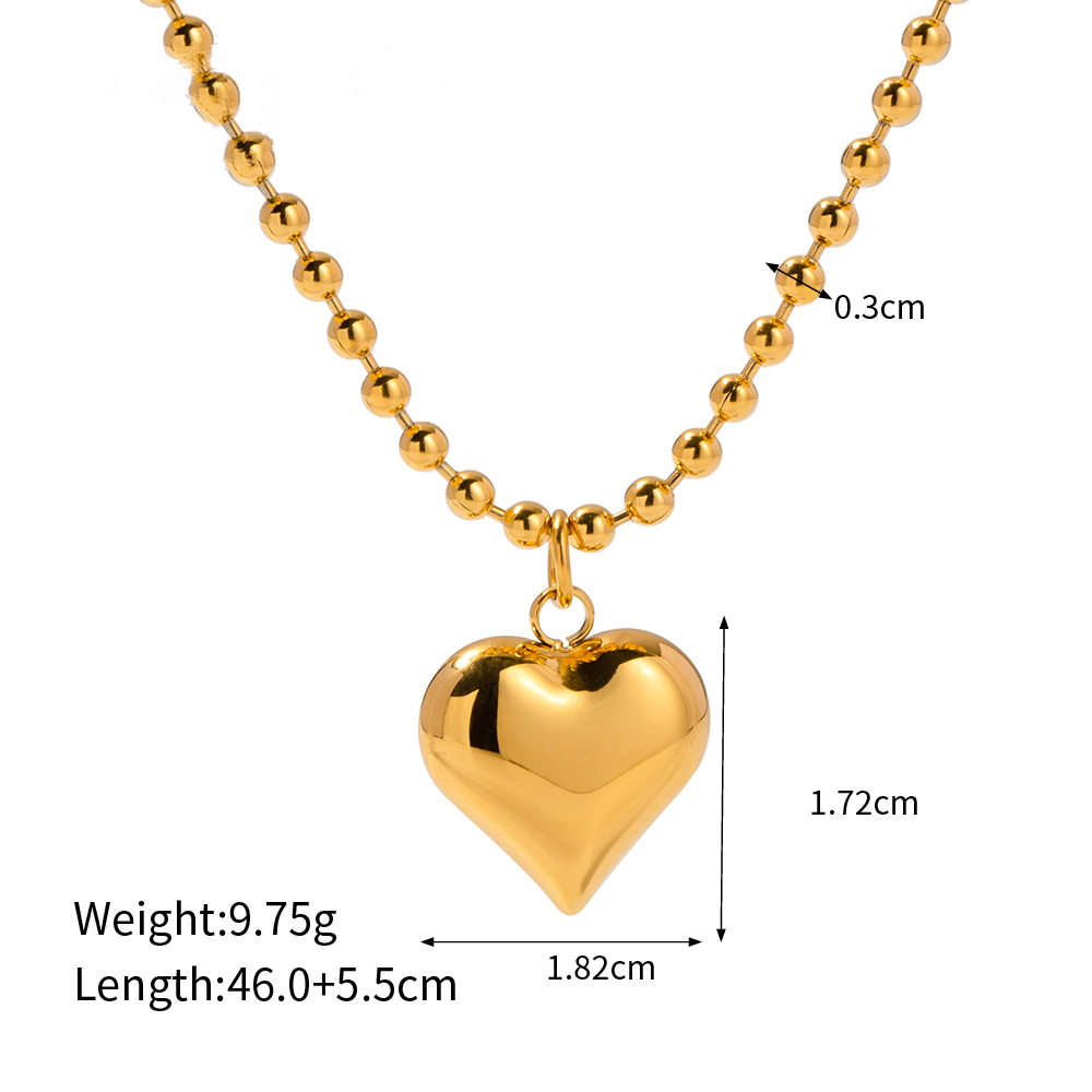 Stainless Steel Heart Pendant Necklace Combination