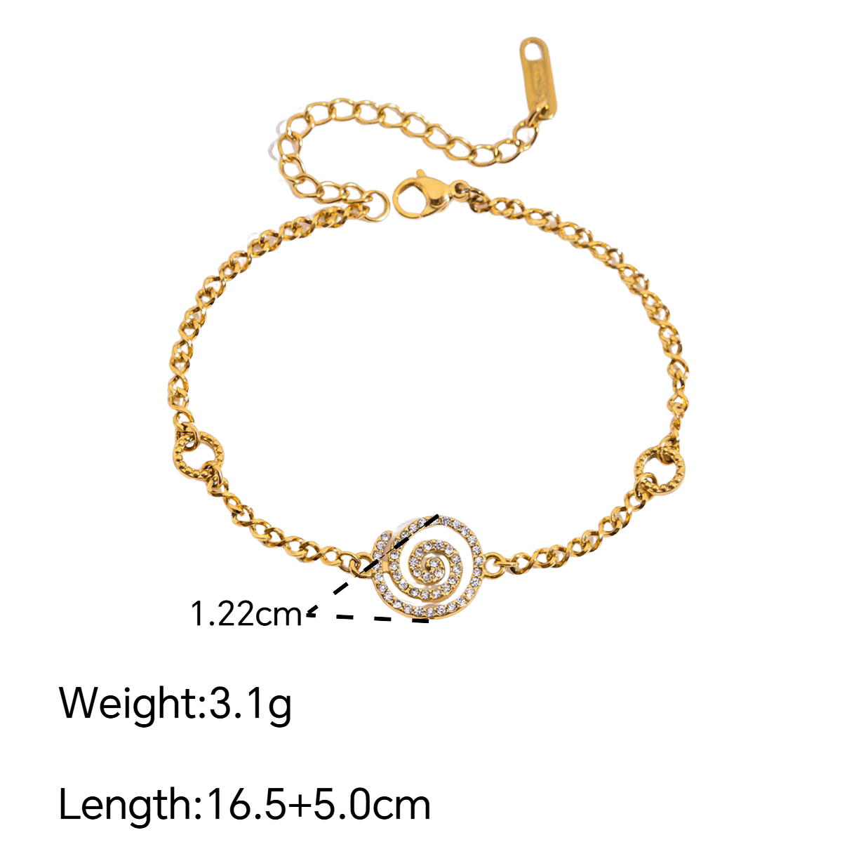 Stainless Steel Cross Cubic Zirconia Chain Bracelet