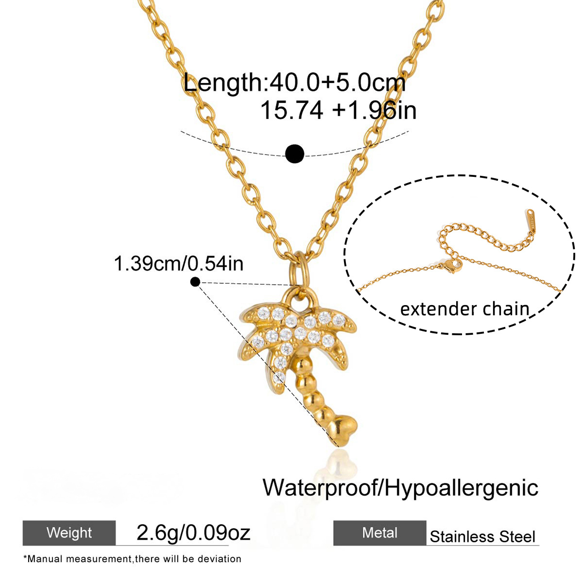 Stainless Steel Coconut Tree Necklace Earrings Bracelet Ring Jewelry Set
