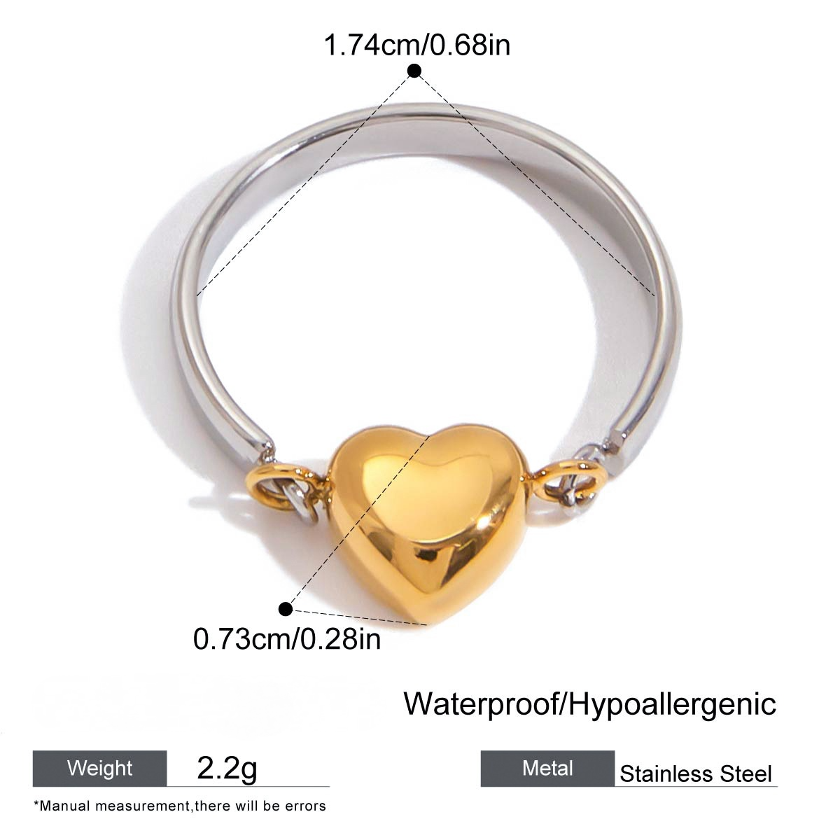 Stainless Steel Polished Heart-shaped Ring